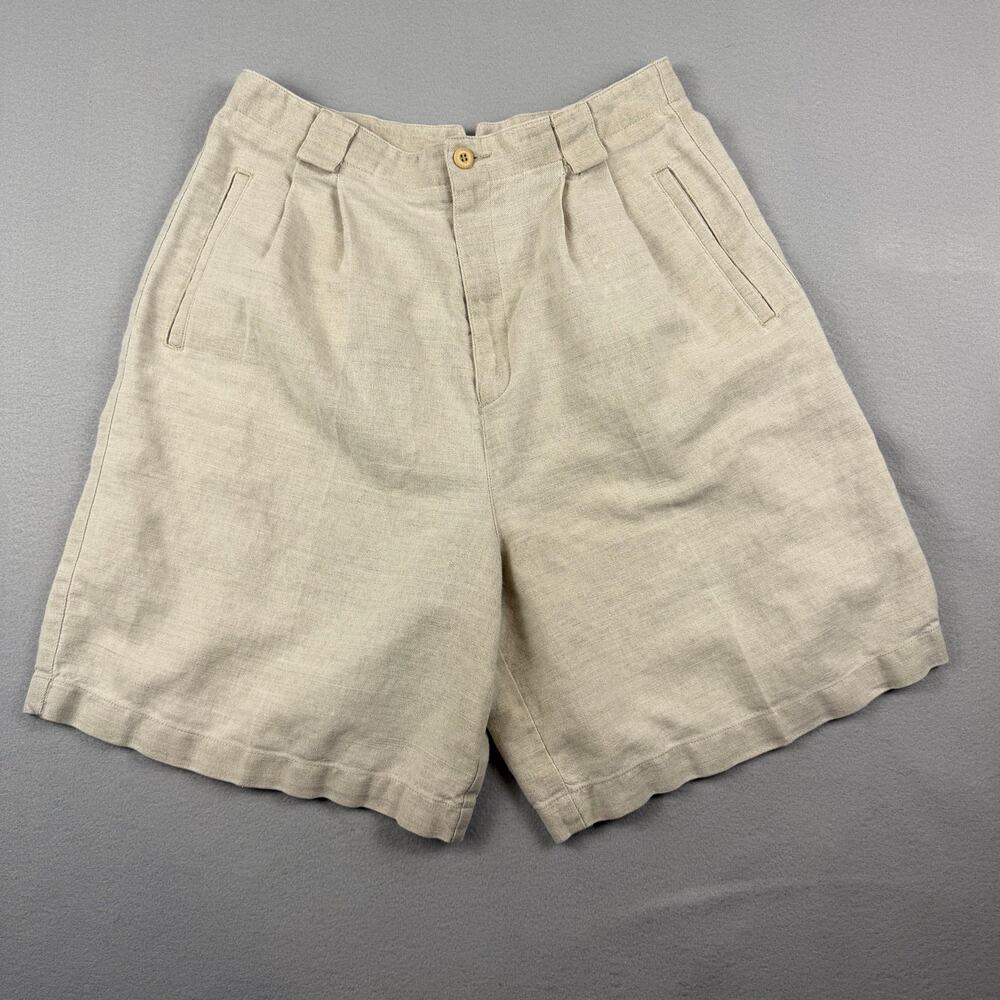 Liz Claiborne LizSport Linen Blend Pleated Shorts 12